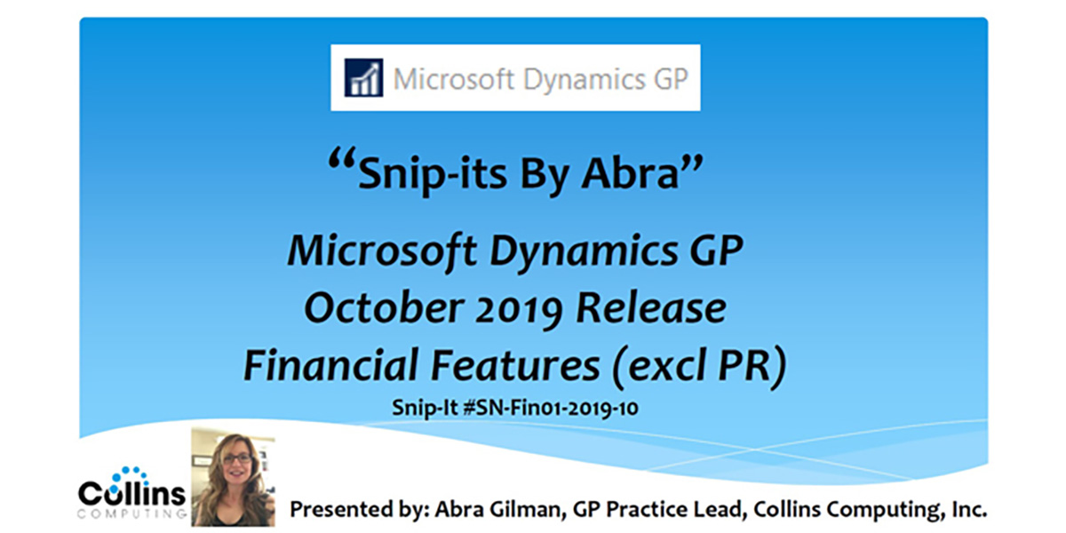 Microsoft Dynamics GP October 2019 Release